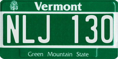 VT license plate NLJ130