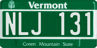 VT license plate NLJ131