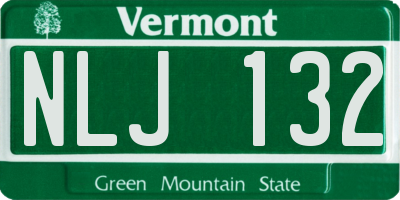 VT license plate NLJ132