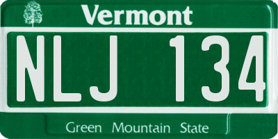 VT license plate NLJ134
