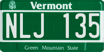 VT license plate NLJ135