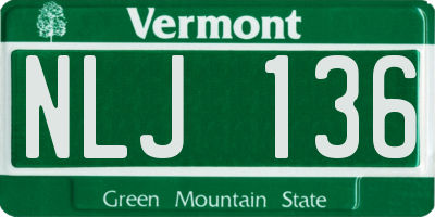 VT license plate NLJ136