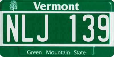 VT license plate NLJ139