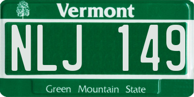 VT license plate NLJ149