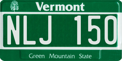 VT license plate NLJ150
