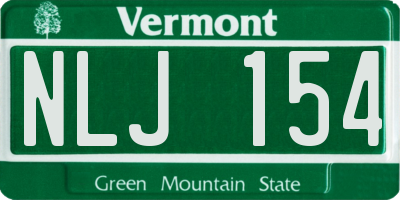 VT license plate NLJ154