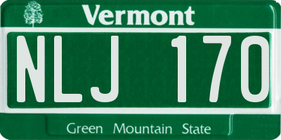 VT license plate NLJ170