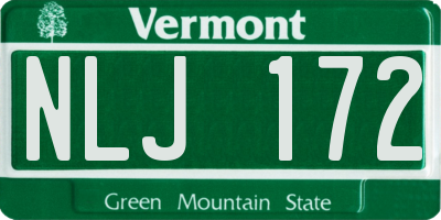 VT license plate NLJ172
