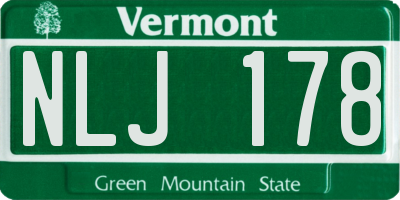 VT license plate NLJ178