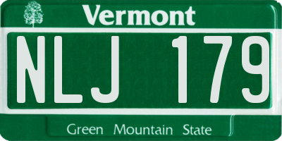 VT license plate NLJ179