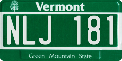 VT license plate NLJ181