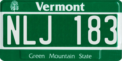 VT license plate NLJ183