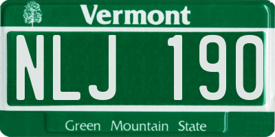 VT license plate NLJ190