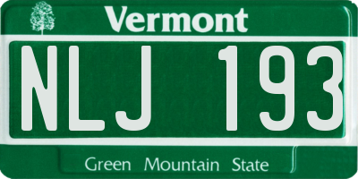 VT license plate NLJ193