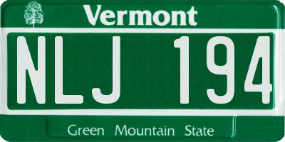VT license plate NLJ194