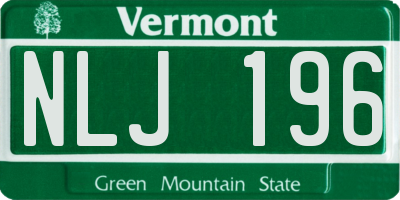 VT license plate NLJ196