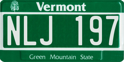 VT license plate NLJ197