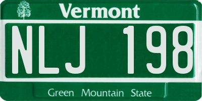 VT license plate NLJ198