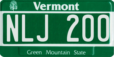 VT license plate NLJ200