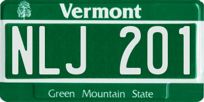 VT license plate NLJ201