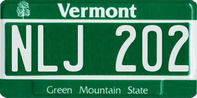 VT license plate NLJ202