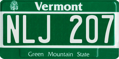 VT license plate NLJ207