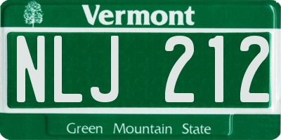 VT license plate NLJ212