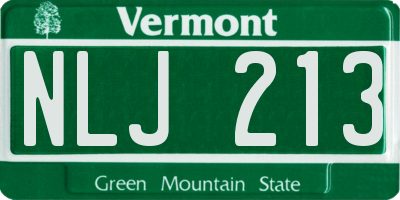 VT license plate NLJ213