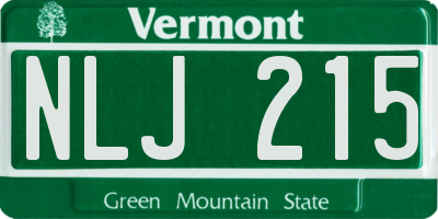 VT license plate NLJ215