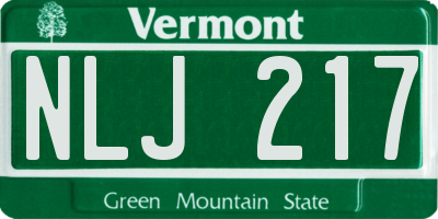 VT license plate NLJ217
