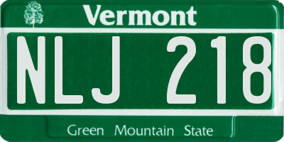 VT license plate NLJ218