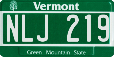 VT license plate NLJ219
