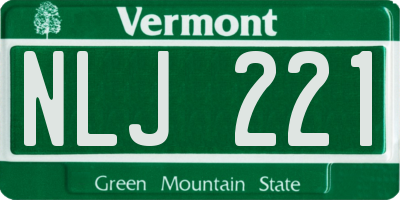 VT license plate NLJ221