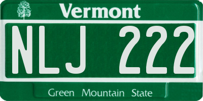 VT license plate NLJ222