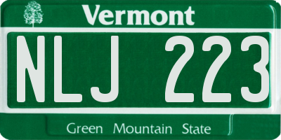VT license plate NLJ223