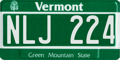VT license plate NLJ224