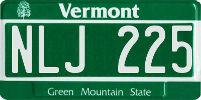 VT license plate NLJ225