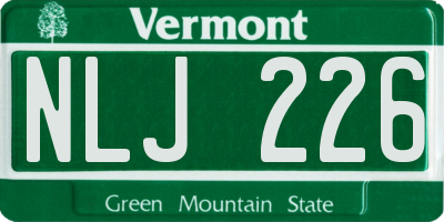VT license plate NLJ226