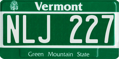 VT license plate NLJ227