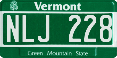 VT license plate NLJ228