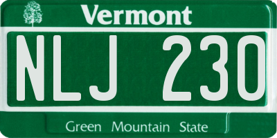 VT license plate NLJ230
