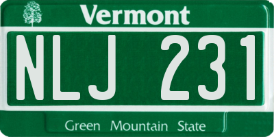 VT license plate NLJ231