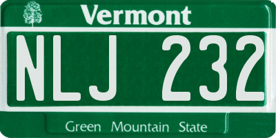 VT license plate NLJ232