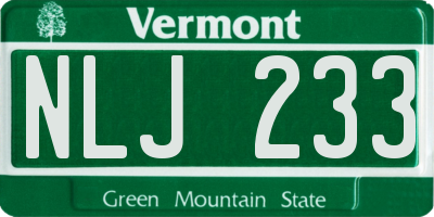 VT license plate NLJ233