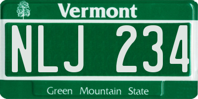 VT license plate NLJ234