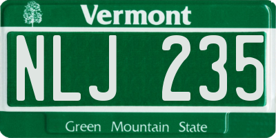 VT license plate NLJ235