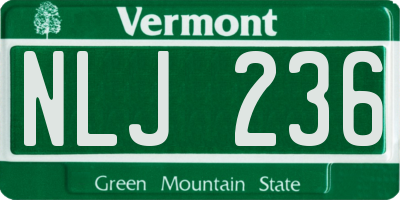 VT license plate NLJ236