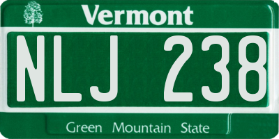 VT license plate NLJ238
