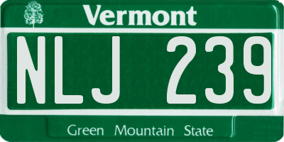 VT license plate NLJ239