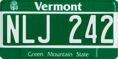 VT license plate NLJ242